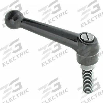 APPROVED VENDOR Adjustable Handle: Zinc w/ SS Thread, M12 - Ball-Style Adjustable Handles with Threaded Stud