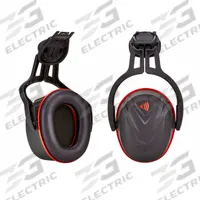 V-GARD Helmet Mounted Earmuff: Hard Hat-Mounted Earmuff, 31 dB NRR, Dielectric, Foam, Red/Black (MPN 10190358). Key specifications — Style: Rigid; Dielectric: Yes; Electrically Insulated: No; Cushion Material: Foam; Series: V-Gard; Cup Color_Original: Red/Black; Features: Upgraded Fork Design; Compatible Manufacturer Model Number: V-Gard Line.