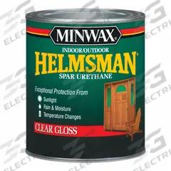 MINWAX Finish: Varnish, Exterior/Interior, Oil, 1 qt Container Size, Wood, Gloss, Clear, Clear (MPN 63200444). Key specifications — Brand: MINWAX; Transparency: Clear; Use Location: Exterior; Sheen: Gloss; Sub-Brand: Minwax; Color: Clear.