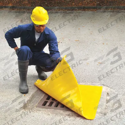 CONDOR Drain Cover Seal: 18 in L x 18 in W, 12 in L x 12 in W Max Drain Size, Yellow - Self-Sealing Drain Cover Seals