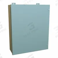 HAMMOND Enclosure: Steel, 24 in x 20 in x 7 in, NEMA 12, w/Panel, Solid Cover, Hinged (MPN 1418JE7). Key specifications — Brand: HAMMOND; Closure Method: Screws; Knockouts: Not Included.