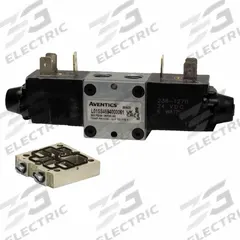 AVENTICS Solenoid Air Control Valve: Series L01, Double Solenoid, Four-Way / Two-Position (MPN L01SS4872000030). Key specifications — attr1076719: L01SS4872000030; attr1076777: Non-Locking; attr1076785: Solenoid Air Control Valve; attr1076787: Solenoid Return; attr1076800: 110 to 120V AC; attr1076739: Plug-In.
