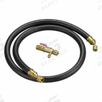 YELLOW JACKET Hose Set: 6 ft Lg, 45° Angle, Black, Single Hose, Vacuum/Charge Valve (MPN 93889). Key specifications — Brand: YELLOW JACKET; Includes Valve: Yes.