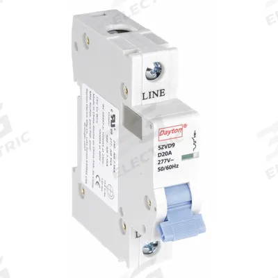 Dayton Supplementary Protector: 20 A Amps, 5kA at 277V AC, Screw Clamp, NDB2-63 - D-Curve, 1-Pole UL1077 DIN Rail-Mount Supplementary Protectors