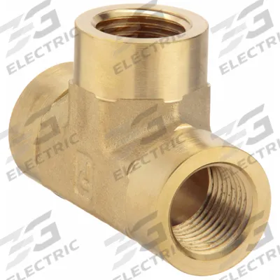 PARKER Metal Pipe Tee: Tee, CA377 Brass, 1/8 in x 1/8 in x 1/8 in, 3,200 psi - Threaded Extreme-Pressure Hydraulic Pipe Fittings