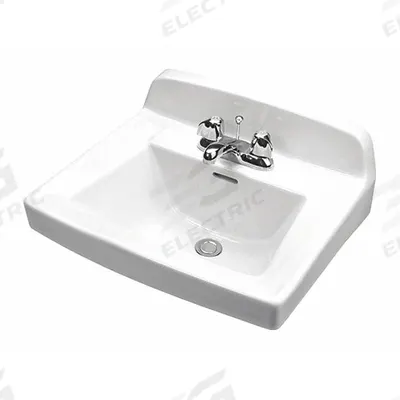 GERBER Bathroom Sink: Monticello II, White, Vitreous China, 20 1/2 in Overall Lg - One-Station Wall-Mounted Bathroom Sinks without Faucets