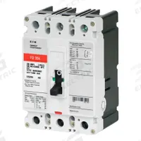 EATON Molded Case Circuit Breaker: 200 A Amps, 65kA at 240/277V AC, Fixed, ABC, Load Side Lug, Std (MPN FD3200). Key specifications — attr217792: FD; attr196056: 65kA at 240/277V AC; attr196057: Fixed; attr196058: ABC; attr196059: Load Side Lug; attr196061: 225A/F.