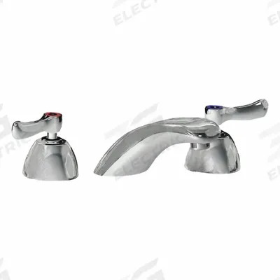 CHICAGO FAUCETS Low Arc Bathroom Faucet: 404, Cast Brass, Polished Chrome Finish - Widespread Handle Bathroom Faucets
