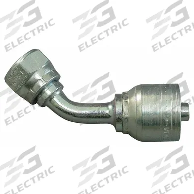 AEROQUIP Hydraulic Crimp Fitting: Steel x Steel, 45° Elbow, -6 For Hose Dash Size - Aeroquip Crimp Hydraulic Hose Fittings with Metric Connection