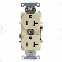 LEVITON Plugs and Receptacles: Duplex, 5-20, Ivory, 125V AC, 20 A, 2 Pole / 3 Wire (MPN T5362-I)