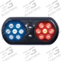 CODE 3 Visor Flip Light: LED, Blue/Red, 11 in Overall Lg, 5 3/8 in Overall Ht, 11 in Overall Wd (MPN VFP36RB). Key specifications — Electrical Connection: Lighter Plug; Brand: CODE 3; Lighting Technology: LED; Mount Type: Velcro Strap; Number of Flash Patterns: 25; Operating Voltage: 12V DC.