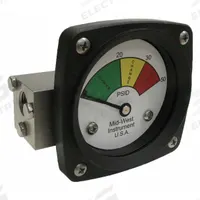 MIDWEST INSTRUMENT 3-Color Differential Pressure Indicator: 1,000 psig Max. Static Pressure, 522 (MPN 522S-050V). Key specifications — Brand: MIDWEST INSTRUMENT; Accuracy: ±5% of Full Scale; Sensor Material: Viton; Housing Material: Stainless Steel; Transition Points: 0 psid to 20 psid (Green) / 20 psid to 30 psid (Yellow) / 30 psid to 50 psid (Red).