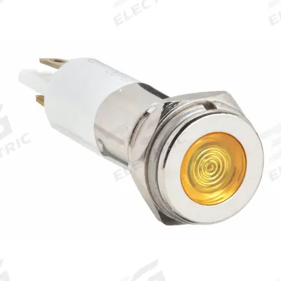 APPROVED VENDOR Flush Panel Light: 10 mm Panel Mounting Hole Dia, LED, Yellow, Flush Head - LED Indicator Pilot Lights