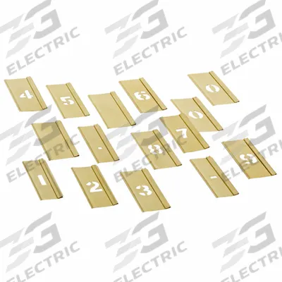 REESE INTERLOCKING STENCILS Stencil Set: 0 to 9/Dash (-)/Period (.), 1/2 in Character Ht - Brass Interlocking Stencil Sets