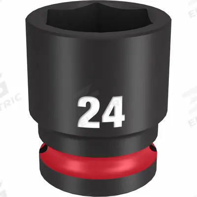 MILWAUKEE Standard Impact Socket: 1/2 in Drive Size, Metric, 24 mm Socket Size, 6-Point - 1/2" Drive Impact Sockets