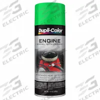 DUPLI-COLOR Automotive Paint: Interior, Engine Accessories/Engine Blocks, Solvent, Solvent-Based (MPN EDE164107). Key specifications — Color: Grabber Green; Coverage Area: 12 to 15 sq ft; Compatible Surface Material: Metal; Finish Texture: No Texture; Sheen: Gloss; Surface Texture: Smooth; Brand: DUPLI-COLOR.