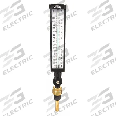 WINTERS Industrial Glass Thermometer: -40°F to 110°F /-40°C to 40°C, +/-1% Accuracy - Lead-Free Adjustable-Angle Thermometer with Thermowell