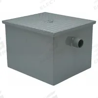 ZURN Grease Interceptor: 40 lb Capacity, 20 gpm Flow Rate, 17 1/4 in Overall Wd, 15 in Overall Dp (MPN GT2700-20-3NH). Key specifications — Material: Steel; Includes: Flow Diffusing Baffle; Brand: ZURN.