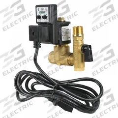 SPEEDAIRE Timed Electric Auto Drain Valve: 1/2 in NPT Pipe, 1/4 in Drain, 0.75 gpm, 115 V (MPN 13X538). Key specifications — attr294755: SPEEDAIRE; attr292031: 0.5 sec to 10 sec.