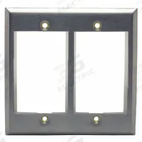 HUBBELL PREMISE WIRING Wall Plate: 2 Gang, Flat Module, Silver, Stainless Steel (MPN IMSS2). Key specifications — attr1232927: HUBBELL PREMISE WIRING; attr1232925: Stainless Steel; attr1232906: Silver; attr1232910: Horizontal; attr1233516: Flat.