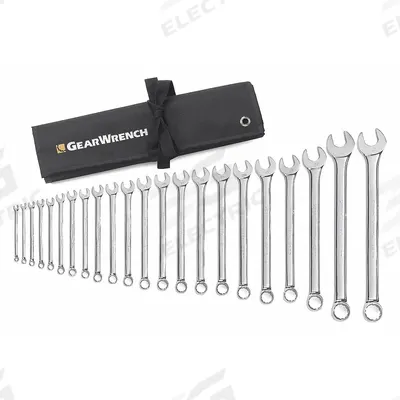 GEARWRENCH Combination Wrench Set: Alloy Steel, Chrome, 22 Tools - Metric 12-Point Combination Wrench Sets