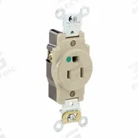 LEVITON Straight Blade Single Receptacle: Hospital Grade, Single, 5-15R, Ivory, 125V AC, 15 A (MPN 8210-I)