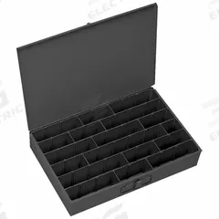 Compartment Drawer: 18 3/8 in x 12 1/2 in x 3 1/8 in, 3 1/16 in x 17 1/2 in x 1 7/8 in, 12 Dividers (MPN 099-95-D928). Key specifications — Color: Gray; Compartment HxWxD: 3 in x 17-1/2 in x 1-7/8 in; Number of Compartments: 12 to 18; Removable Dividers: Yes; Compatible Manufacturer Model Number: 303; Brand: DURHAM MFG.