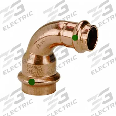 VIEGA PROPRESS Crimp Elbow Fitting: 90° Elbow, 3/4 in CTS x 1/2 in CTS size - Plumbing Copper & Bronze Press Tube Fittings