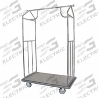 HOSPITALITY 1 SOURCE Bellman Cart: 1 in Frame Dia, 43 in Overall Lg, 25 in Overall Dp, Gray (MPN BCBSGG-5). Key specifications — attr1036728: HOSPITALITY 1 SOURCE; attr1036739: Brushed Stainless Steel; attr1036747: Bellman Cart.