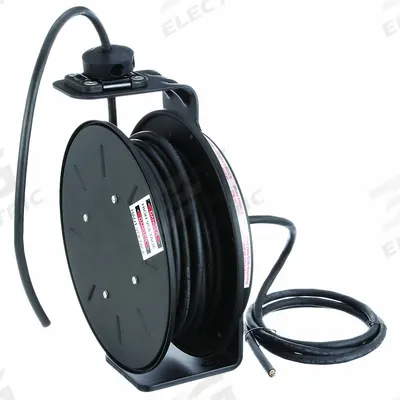 KH INDUSTRIES Extension Cord Reel: Constant Tension or Ratchet Lock, 25 ft Cord Lg, 12 AWG - Hardwired Self-Retracting Cord Reels