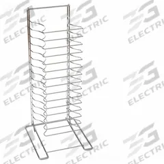 AMERICAN METALCRAFT Pizza Rack: 12 in Overall Lg, Chrome Plated Steel, Solid, 2.79 cu ft Capacity (MPN 19029). Key specifications — Brand: AMERICAN METALCRAFT; Product Type: Pizza Rack; Material: Chrome Plated Steel; Perforated: Solid; NSF Certified: No; Coating: Uncoated.