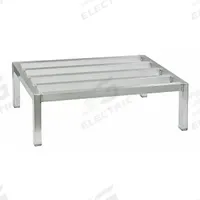 NEW AGE INDUSTRIAL Dunnage Rack: Welded, 12 in x 48 in x 20 in, Aluminum, 2,500 lb Load Capacity (MPN 2005). Key specifications — Finish: Natural; Color: Silver; Brand: NEW AGE INDUSTRIAL; Material: Aluminum; Method of Construction: Welded; Included: Cap Feet.