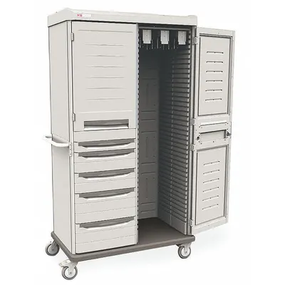 METRO Catheter Storage Cabinet: 43 in x 25 in x 76 in, 3 Shelves, 5 Drawers, 2 Doors - Antimicrobial Mobile Medical Catheter Cabinets