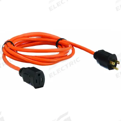 APPROVED VENDOR Extension Cord: Outdoor Use, 10 ft Lg, Outlet, 5-15P, 16/3, SJTW, Orange - Outdoor Extension Cords with Single Outlet