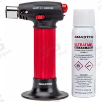 MASTER APPLIANCE Microtorch: 120 min Run Time, Butane Torch with Refill Canister (MPN MT-51B). Key specifications — Run Time: 120 min; Flame Adjustment: Broad to Pinpoint; Series: Microtorch MT-51; Manufacturer Part Number: MT-51B; Product Type: Butane Torch & Refill Canister; Brand: MASTER APPLIANCE; Item: Butane Torch with Refill Canister.