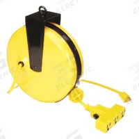APPROVED VENDOR Extension Cord Reel: Ratchet Lock, 30 ft Cord Lg, 14 AWG, SJT, 5-15R Cord Lg, 5-15P (MPN 4XP67). Key specifications — Retractable Cord Ending NEMA Configuration: 5-15R; Feeder Cord Ending NEMA Configuration: 5-15P; Brand: APPROVED VENDOR.