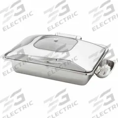 AMERICAN METALCRAFT Chafer: 9 qt Capacity, 26 in Overall Lg, 18 in Overall Wd, 12 in Overall Ht (MPN REVLRT26). Key specifications — Manufacturer Part Number: REVLRT26; Material: Stainless Steel; Product Type: Chafer; Lid Attachment : Lift-Off; Brand: AMERICAN METALCRAFT; NSF Certified: No; Color: Silver.