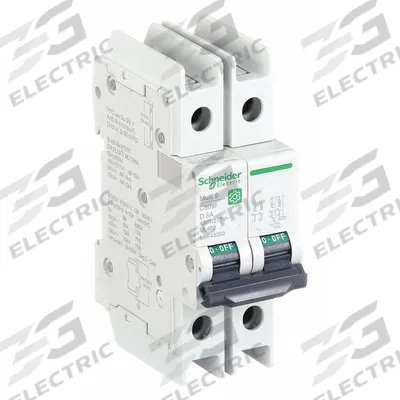 SCHNEIDER ELECTRIC IEC Miniature Circuit Breaker: 3 A Amps, 14kA at 120/240V AC, Screw Clamp - D-Curve, 2-Pole UL489 DIN Rail-Mount Miniature Circuit Breakers