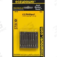 EAZYPOWER Driver Bit: Power Bit, Imperial, PH1 Bit Industry Size, #1 Bit Size, Std, 12 in Overall Lg (MPN 35794/B). Key specifications — attr1119695: EAZYPOWER; attr1119703: S2 Steel; attr1119710: Standard; attr1119708: Hex; attr1202404: #1.