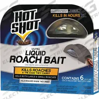 HOT SHOT Roach Bait Trap: For Use On Crawling Insects, Bait Box Trap, Indoor Use, 6 PK (MPN HG-95789). Key specifications — Brand: HOT SHOT; Indoor/Outdoor Use: Indoor; Insect Group: Crawling; Targeted Insects: Cockroaches; Trap Style: Bait Box.