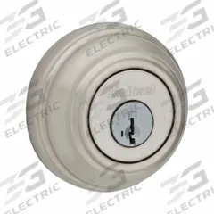 KWIKSET Single Cylinder Deadbolt: Cylindrical, 1 3/4 in Door Thick - Max, Nickel (MPN 980-15-SMT-6AL-STRKP-K3). Key specifications — ADA Compliant: Yes; Brand: KWIKSET; Finish: Satin Nickel-Plated; Keyway Type: Kwikset KW1; Includes Core: Core Included.
