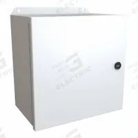 HAMMOND Electrical Enclosure: Steel, 10 in x 10 in x 6 in, NEMA 12/13/3R/4, w/Panel, Solid Cover (MPN EJ10106LG). Key specifications — Closure Method: Latches; Brand: HAMMOND; Knockouts: Not Included.