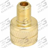 HALTEC Valve Bore Adapter: Cap Adapter, Clamp-In, L-Shape, Large Bore/Std Bore Valve Size, Brass (MPN 8807N-4). Key specifications — Valve Type: Clamp-In; Thread Size: 0.458-26; Valve Shape: L-Shape; Color: Brass; Product Type: Cap Adapter; Material: Metal; Brand: HALTEC.