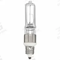 GE LAMPS Halogen Bulb: Halogen, Miniature Candelabra Screw (E11), (T) Tubular, T4, ESN, 120V AC (MPN Q100CL/MC). Key specifications — attr923609: White; attr923593: T4; attr923631: ESN; attr916823: GE LAMPS; attr923634: 120V AC.