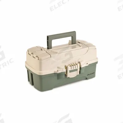 PLANO MOLDING Tool Box: 6 in W 12 1/2 in D 7 in H, Plastic, Green/Tan, Hinged Lid - Plastic Tool Boxes