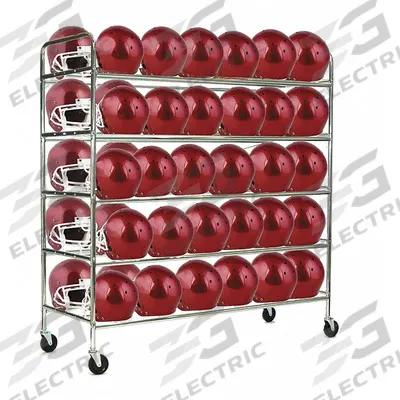 CHAMPION SPORTS Helmet Rack: Silver, Steel, 61 in Overall Lg, 24 in Overall Wd - Football Equipment Racks
