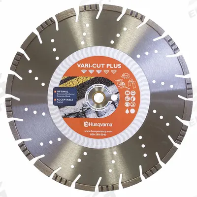 HUSQVARNA Diamond Saw Blade: Reinforced Concrete/Tile, 18 in Blade Dia., 1 in Arbor Size - Demolition Work Blades