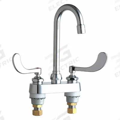 CHICAGO FAUCETS Gooseneck Bar Faucet: 895, Centerset, Deck, Cast Brass, 1.5 gpm Flow Rate - Centerset Bar Sink Faucets