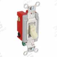 HUBBELL Wall Switch: Toggle Switch, 4-Way, Maintained, Ivory, 120/277V AC, 20 A (MPN HBL1224I). Key specifications — Illuminated: No; Voltage Rating: 120/277V AC.