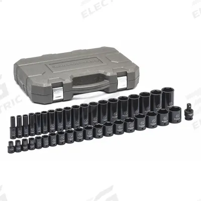 GEARWRENCH Socket Set: 3/8 in Drive Size, 3/8 in to 1 1/2 in Socket Size Range - SAE Impact Socket Sets